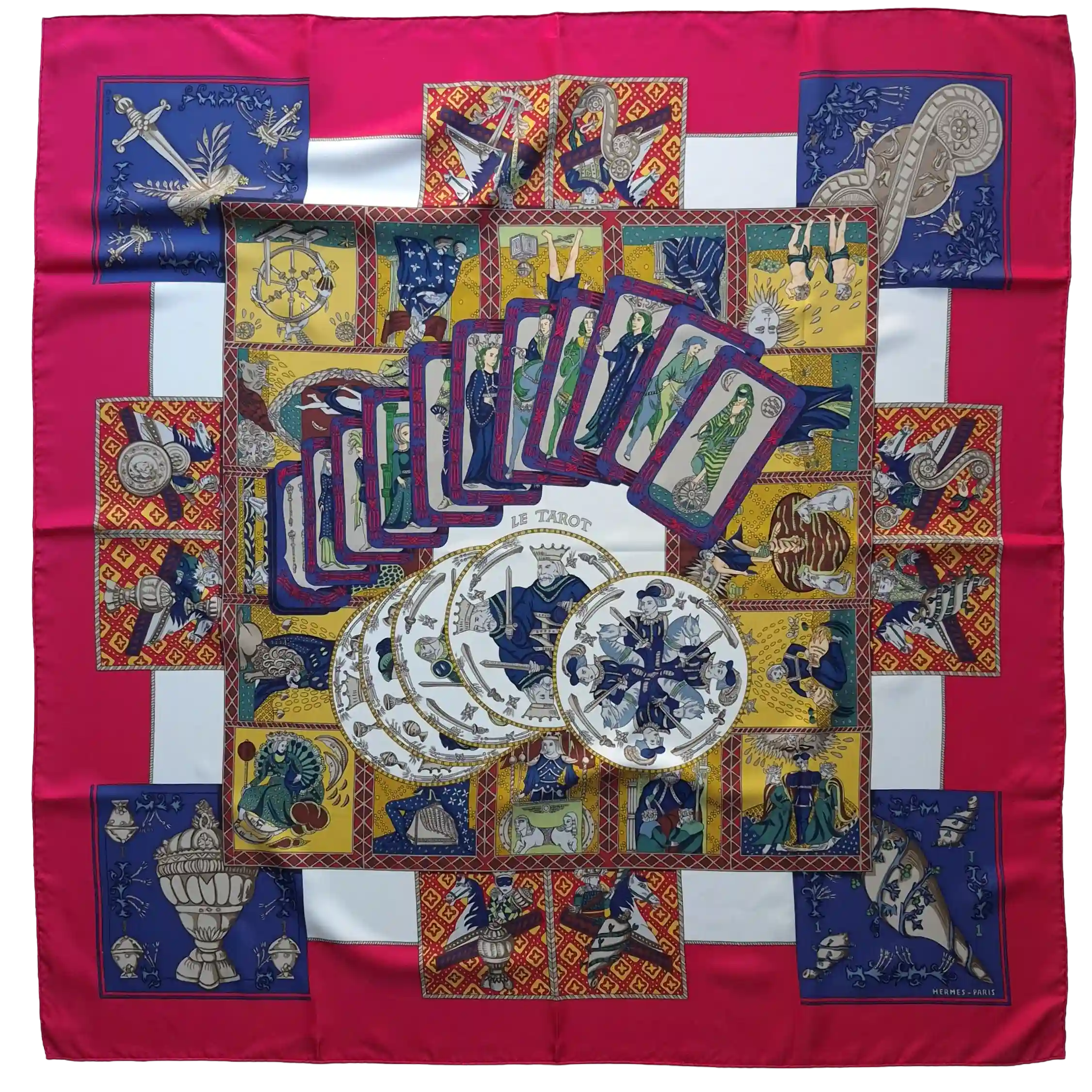 hermes le tarot annie faivre silk scarf red tarot cards esoteric
