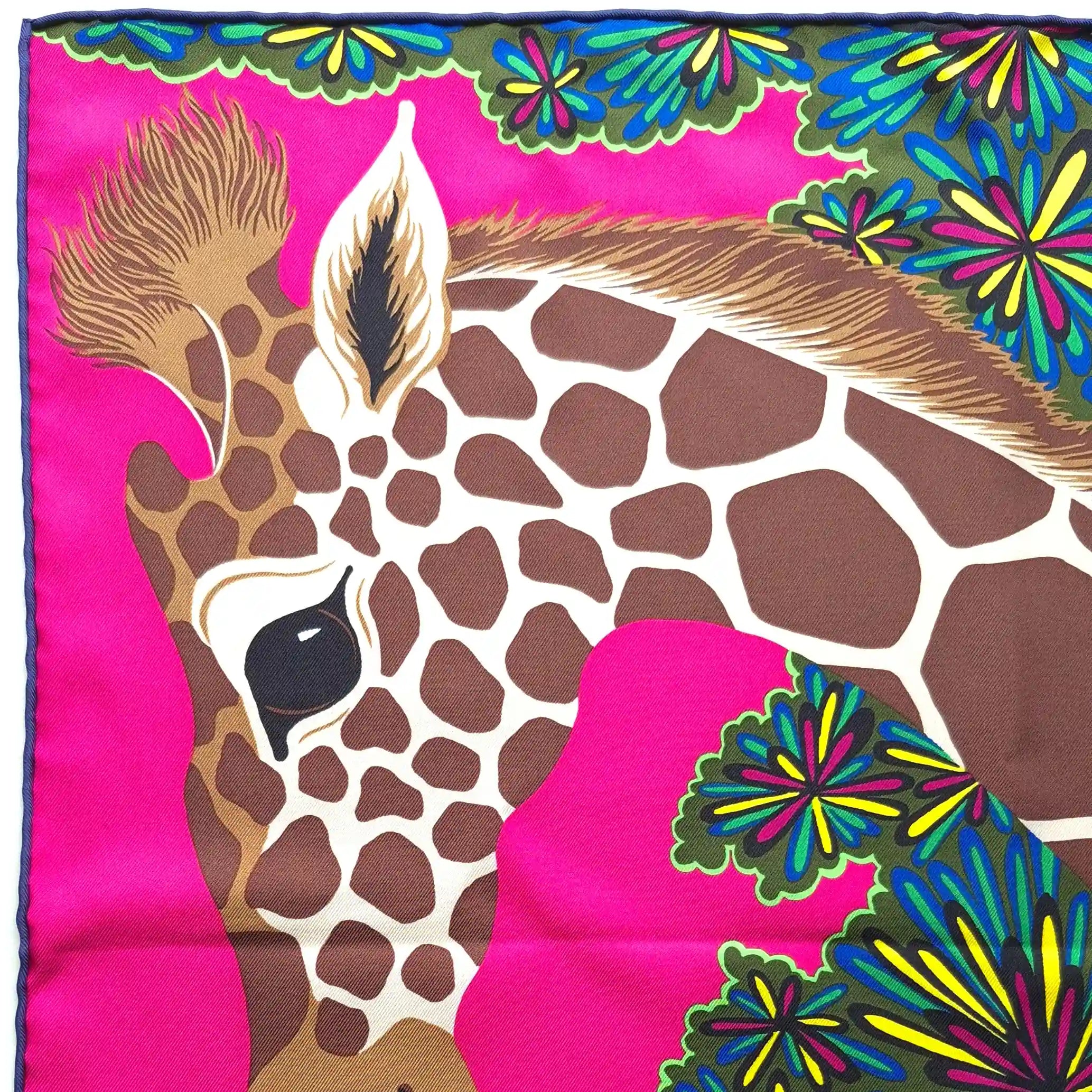 hermes three graces alice shirley silk scarf giraffes pink fuchsia jungle